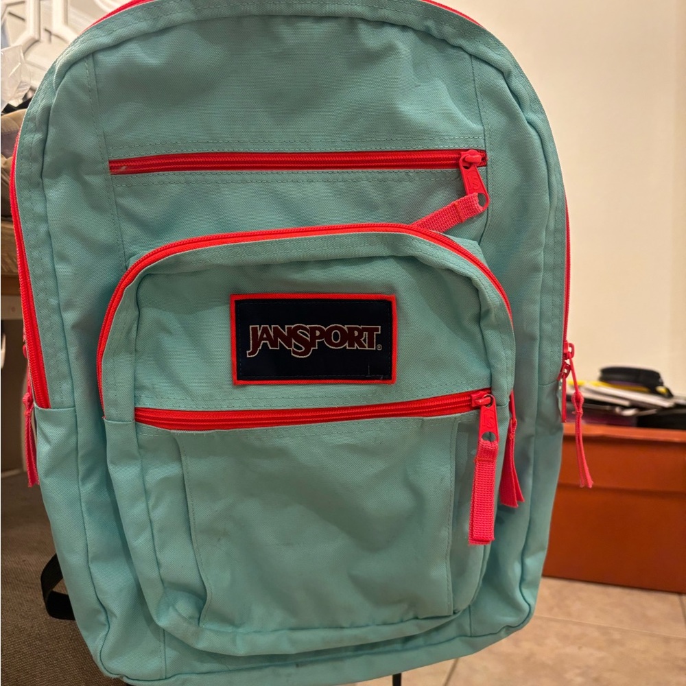 JanSport Teal and Coral Backpack